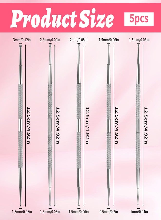 cobee 5 Pcs Nail Dotting Tool, Double-ended Nail Art Tools with Box Professional Ball End Nails Art Tools Stailess Steel Dotting Pen Nails Arts Tool - Image 2